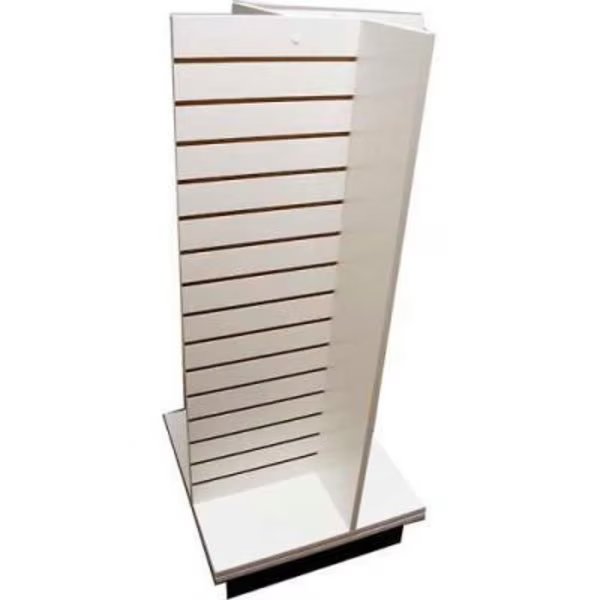 Slatwall 4-Way Display Fixture-White with Spinner Base and Casters, Windmill Slatwall Products, Mfr#: RTA-DS-4W-White